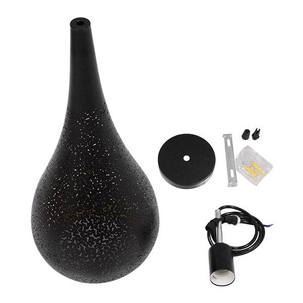 GloboStar® CORONA 01589 Μοντέρνο Κρεμαστό Φωτιστικό Οροφής Μονόφωτο Μαύρο με Χρυσό Μεταλλικό Καμπάνα Φ20 x Υ46cm - ledmania.gr