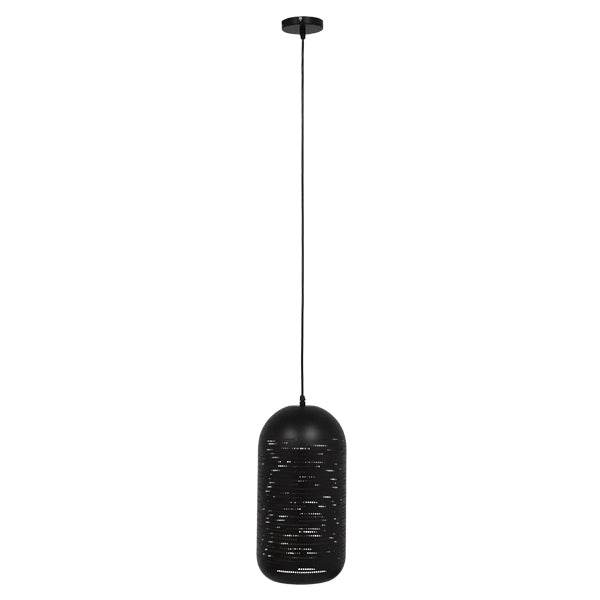 GloboStar® SAGA 01591 Μοντέρνο Κρεμαστό Φωτιστικό Οροφής Μονόφωτο Μαύρο με Χρυσό Μεταλλικό Καμπάνα Φ20 x Υ41cm - ledmania.gr