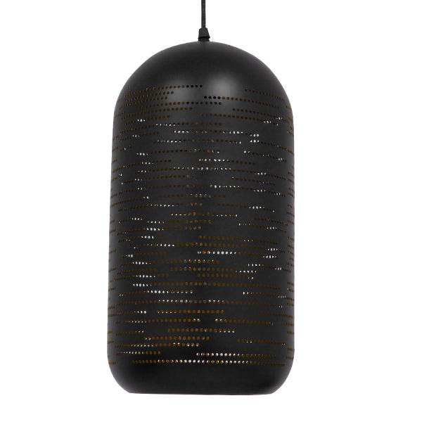 GloboStar® SAGA 01591 Μοντέρνο Κρεμαστό Φωτιστικό Οροφής Μονόφωτο Μαύρο με Χρυσό Μεταλλικό Καμπάνα Φ20 x Υ41cm - ledmania.gr