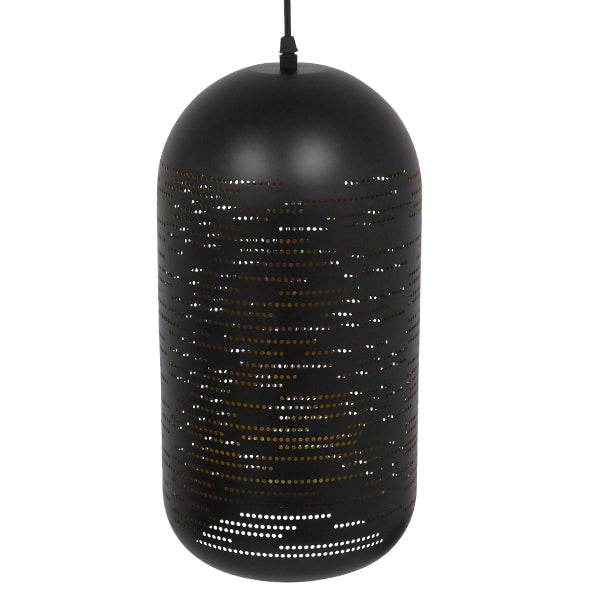 GloboStar® SAGA 01591 Μοντέρνο Κρεμαστό Φωτιστικό Οροφής Μονόφωτο Μαύρο με Χρυσό Μεταλλικό Καμπάνα Φ20 x Υ41cm - ledmania.gr