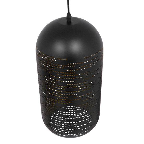 GloboStar® SAGA 01591 Μοντέρνο Κρεμαστό Φωτιστικό Οροφής Μονόφωτο Μαύρο με Χρυσό Μεταλλικό Καμπάνα Φ20 x Υ41cm - ledmania.gr