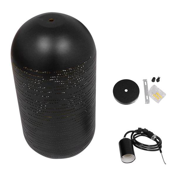GloboStar® SAGA 01591 Μοντέρνο Κρεμαστό Φωτιστικό Οροφής Μονόφωτο Μαύρο με Χρυσό Μεταλλικό Καμπάνα Φ20 x Υ41cm - ledmania.gr