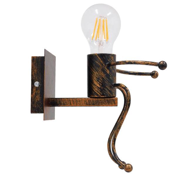 GloboStar® LITTLE 01592 Μοντέρνο Φωτιστικό Τοίχου Απλίκα Μονόφωτο Καφέ Σκουριά Μεταλλικό Μ12 x Π19 x Υ17cm - ledmania.gr