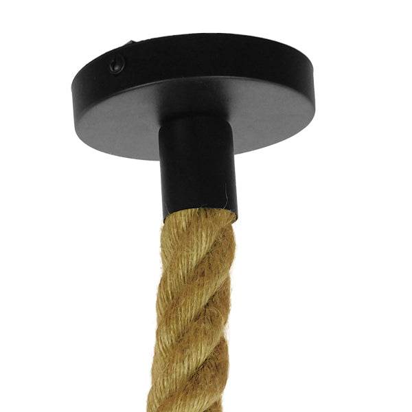 GloboStar® SPIKY 01613 Vintage Κρεμαστό Φωτιστικό Οροφής Μονόφωτο Πλέγμα με Μπεζ Σχοινί Φ43 x Υ28cm - ledmania.gr