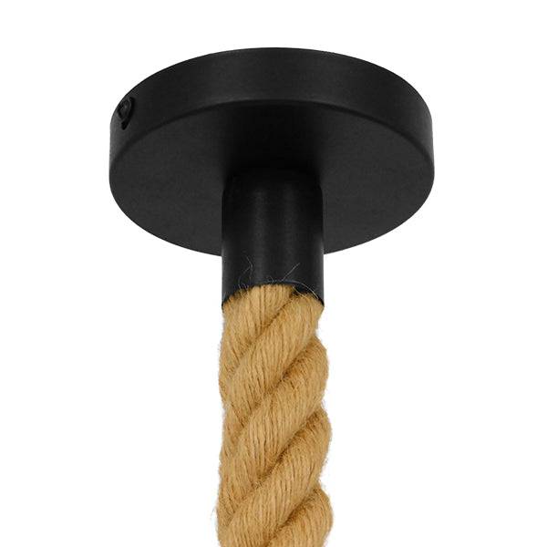 GloboStar® CONICAL 01617 Vintage Κρεμαστό Φωτιστικό Οροφής Μονόφωτο Πλέγμα με Μπεζ Σχοινί Φ31 x Υ38cm - ledmania.gr