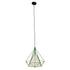 GloboStar® KAIRI 01622 Μοντέρνο Industrial Κρεμαστό Φωτιστικό Οροφής Μονόφωτο Πράσινο με Άσπρο Ύφασμα Μεταλλικό Πλέγμα Φ38 x Υ39cm - ledmania.gr