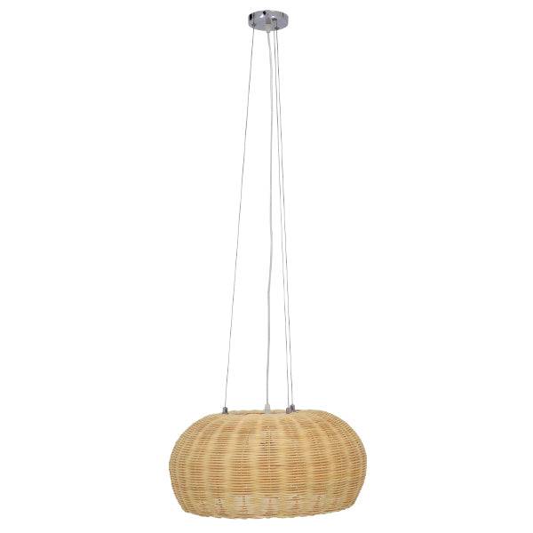 GloboStar® DE LA MER 01624 Vintage Κρεμαστό Φωτιστικό Οροφής Τρίφωτο Καφέ Ξύλινο Bamboo Φ45 x Υ24cm - ledmania.gr