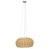 GloboStar® DE LA MER 01624 Vintage Κρεμαστό Φωτιστικό Οροφής Τρίφωτο Καφέ Ξύλινο Bamboo Φ45 x Υ24cm - ledmania.gr