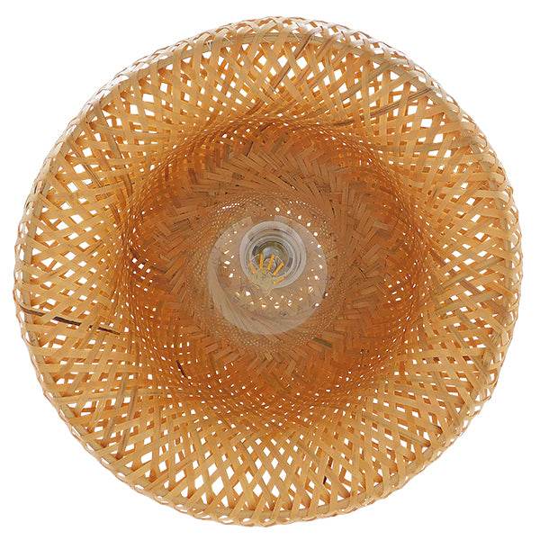 GloboStar® SAN TROPEZ 01626 Vintage Κρεμαστό Φωτιστικό Οροφής Μονόφωτο Καφέ Ξύλινο Bamboo Φ38 x Υ22cm - ledmania.gr