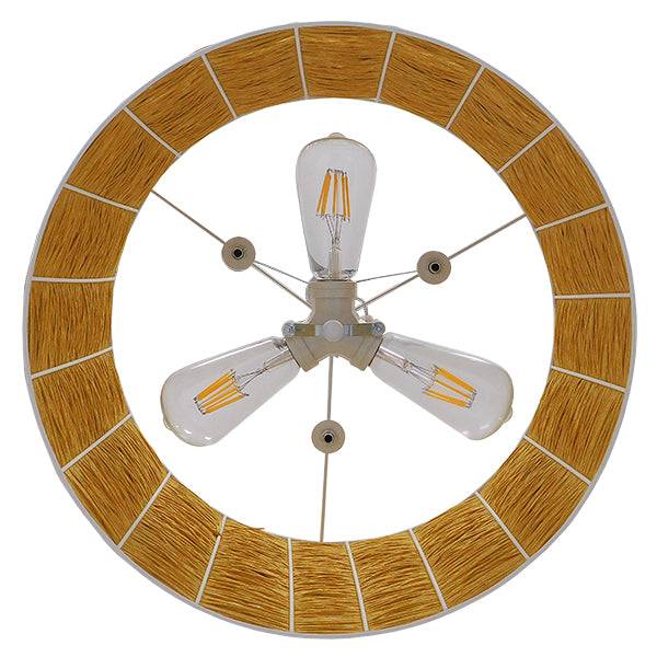 GloboStar® MADAGASKAR 01630 Vintage Κρεμαστό Φωτιστικό Οροφής Τρίφωτο Καφέ Ξύλινο Rattan Φ40 x Υ22cm - ledmania.gr