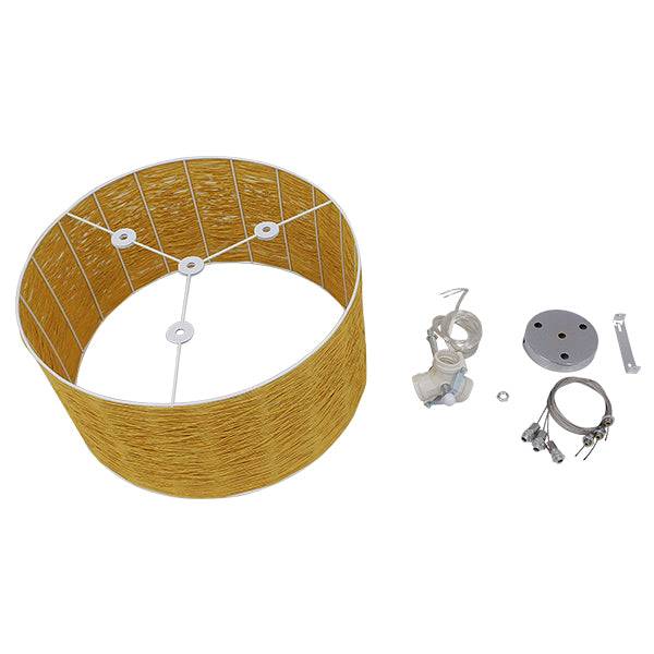 GloboStar® MADAGASKAR 01630 Vintage Κρεμαστό Φωτιστικό Οροφής Τρίφωτο Καφέ Ξύλινο Rattan Φ40 x Υ22cm - ledmania.gr