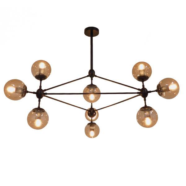 GloboStar® SENTINEL 01636 Μοντέρνο Industrial Κρεμαστό Φωτιστικό Οροφής Πολύφωτο Μαύρο Μεταλλικό Πολυέλαιος με Μελί Γυαλί Φ110 x Υ82cm - ledmania.gr