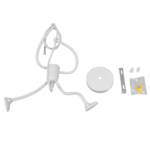 GloboStar® LITTLE MAN 01651 Μοντέρνο Κρεμαστό Φωτιστικό Οροφής Μονόφωτο Λευκό Μεταλλικό Φ20 x Υ40cm - ledmania.gr