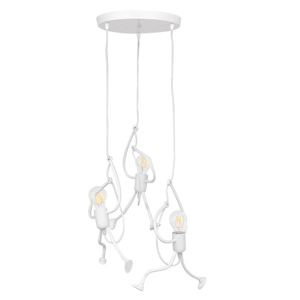 GloboStar® LITTLE MAN 01654 SET Μοντέρνο Κρεμαστό Φωτιστικό Οροφής Τρίφωτο Λευκό Μεταλλικό Φ45 x Υ40cm - ledmania.gr