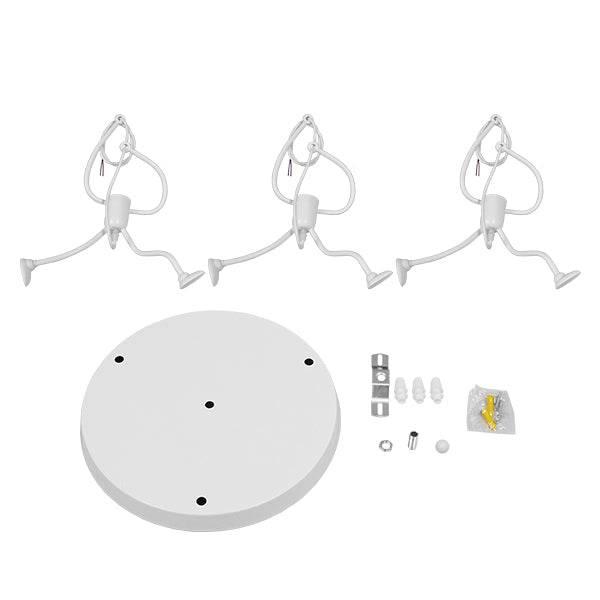 GloboStar® LITTLE MAN 01654 SET Μοντέρνο Κρεμαστό Φωτιστικό Οροφής Τρίφωτο Λευκό Μεταλλικό Φ45 x Υ40cm - ledmania.gr