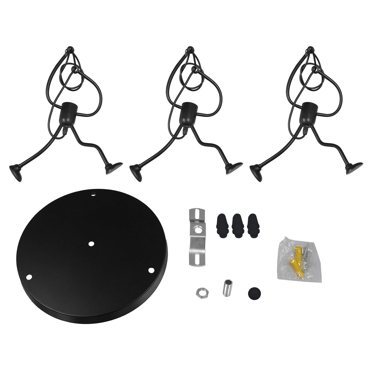 GloboStar® FIGURE 10001655 Μοντέρνο Κρεμαστό Παιδικό Φωτιστικό Οροφής Τρίφωτο 3 x E27 Μαύρο Μεταλλικό Φιγούρα Φ45 x Υ40cm - ledmania.gr