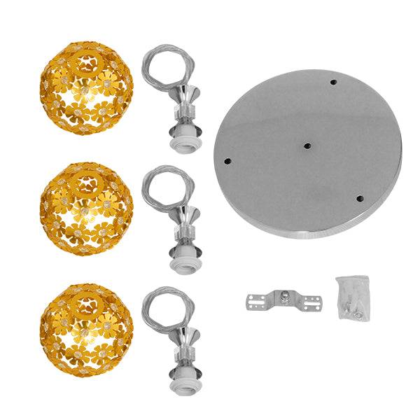 GloboStar® MARGARITA 01670 Μοντέρνο Κρεμαστό Φωτιστικό Οροφής Τρίφωτο Χρυσό Μεταλλικό με Κρύσταλλα Φ50 x Υ24cm - ledmania.gr