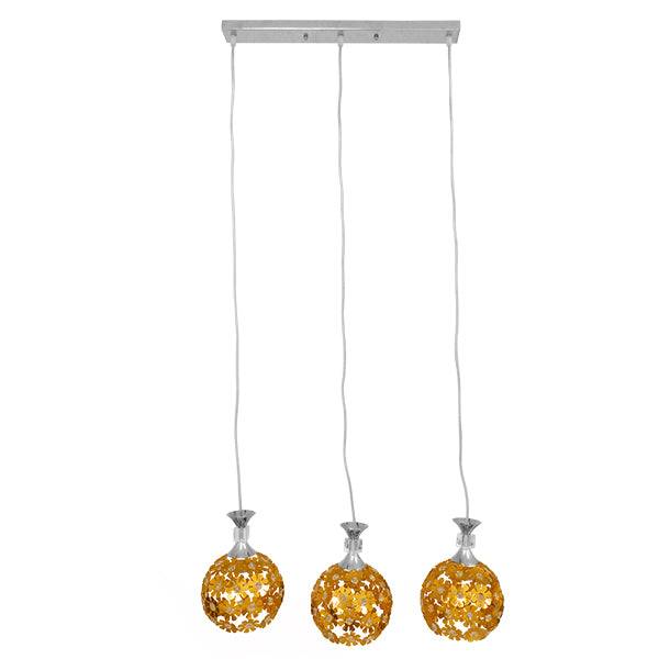 GloboStar® MARGARO 01671 Μοντέρνο Κρεμαστό Φωτιστικό Οροφής Τρίφωτο Χρυσό Μεταλλικό με Κρύσταλλα Μ64 x Π18 x Υ24cm - ledmania.gr