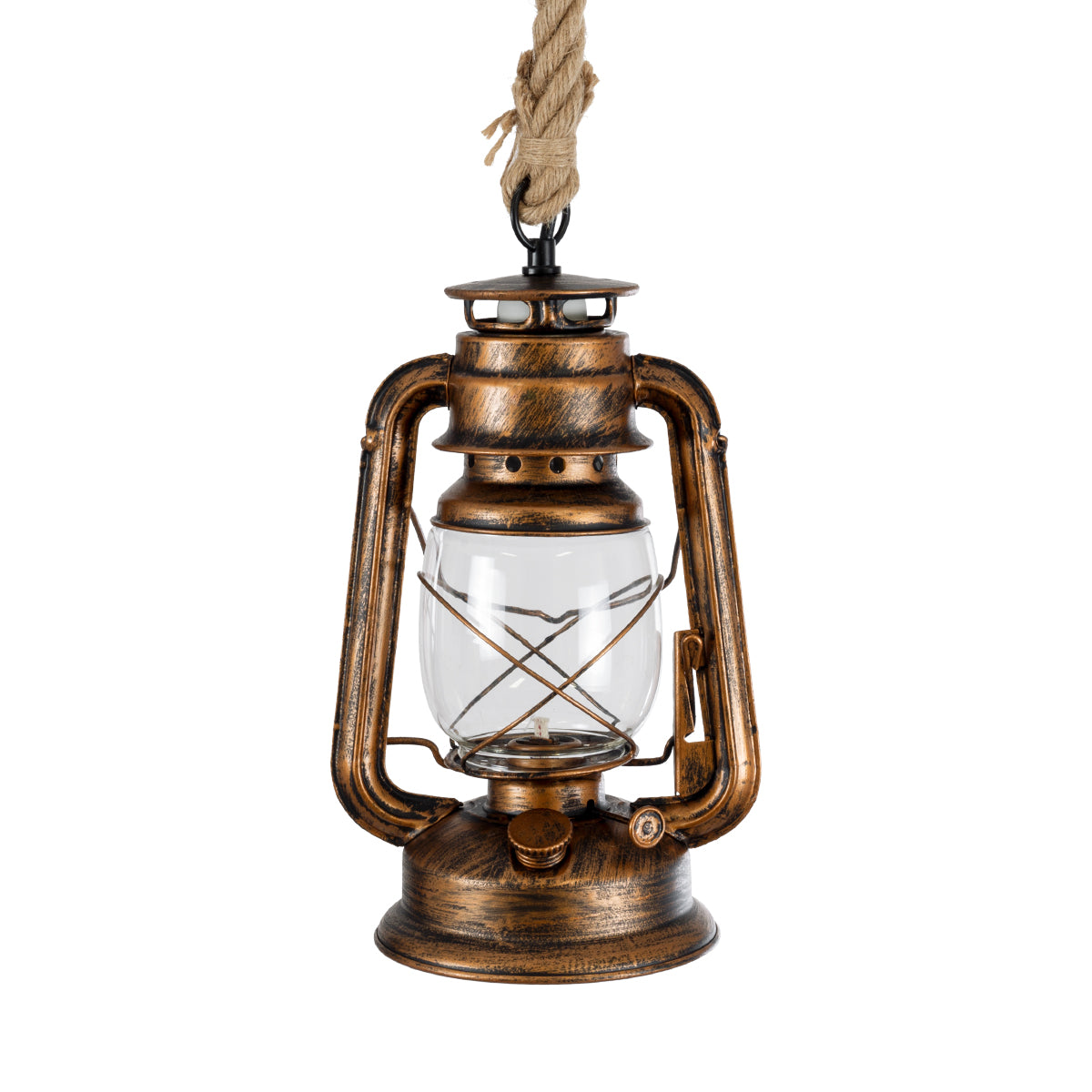 GloboStar® BARBAROSSA 01706 Vintage Κρεμαστό Φωτιστικό Οροφής Μονόφωτο 1 x E27 AC220-240V IP20 - Φ18 x Υ28cm - Μπρούτζινο Αντικέ Μεταλλικό με Διάφανο Γυαλί και Ανάρτηση Σχοινί Τριχιάς - 5 Χρόνια Εγγύηση - ledmania.gr