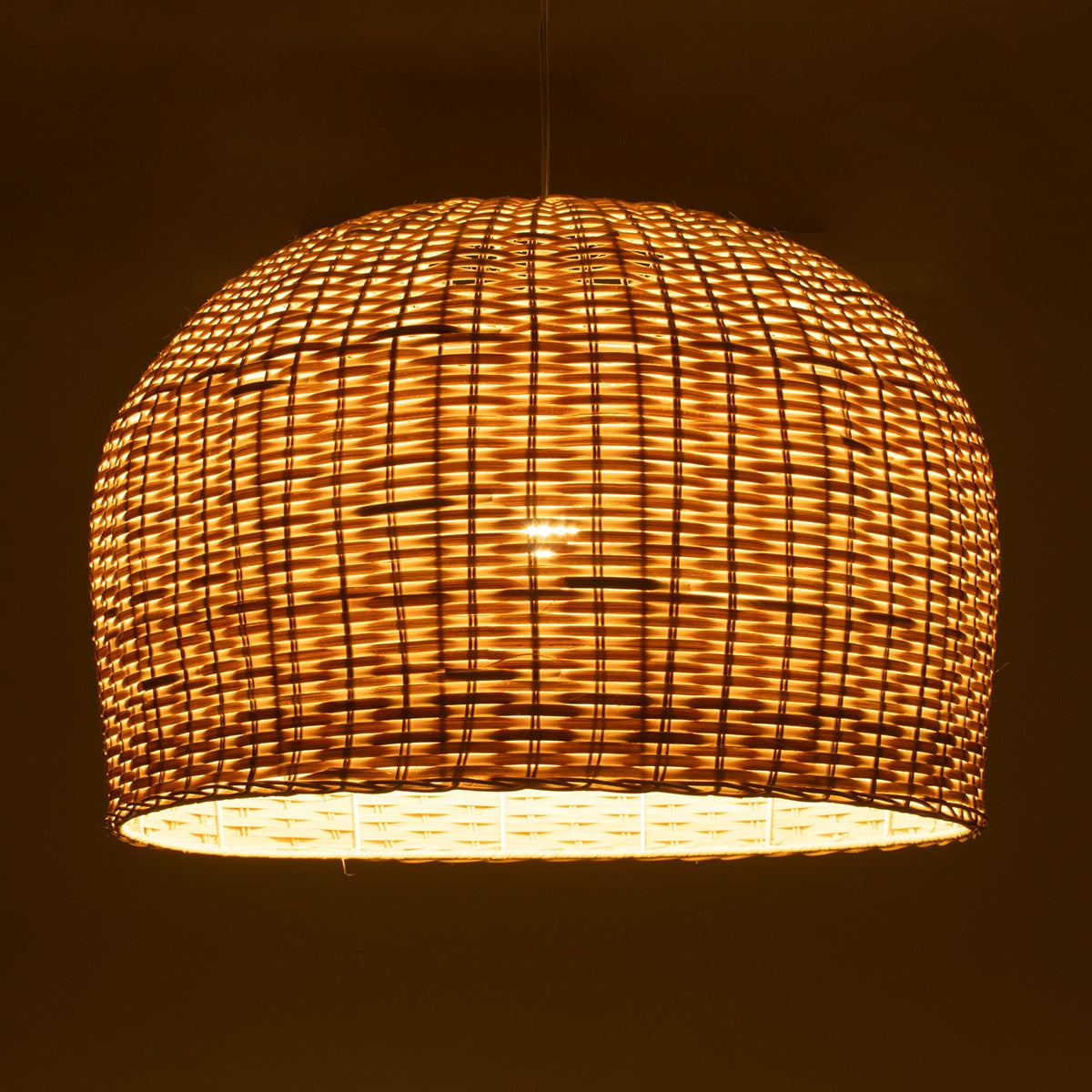 GloboStar® BERMUDA 01709 Μοντέρνο Κρεμαστό Φωτιστικό Οροφής Μονόφωτο 1 x E27 Μπεζ Μπαμπού Καμπάνα D50 x H34cm - ledmania.gr