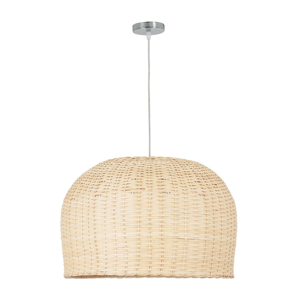 GloboStar® BERMUDA 01709 Μοντέρνο Κρεμαστό Φωτιστικό Οροφής Μονόφωτο 1 x E27 Μπεζ Μπαμπού Καμπάνα D50 x H34cm - ledmania.gr