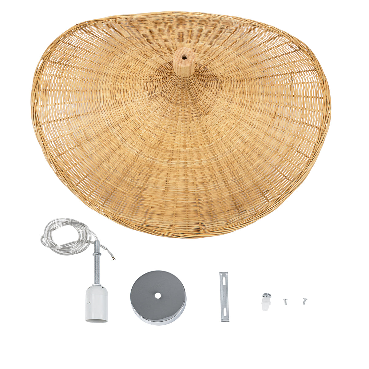 GloboStar® CUBA 01721 Vintage Κρεμαστό Φωτιστικό Οροφής Μονόφωτο 1 x E27 Μπεζ Ξύλινο Μπαμπού Φ63 x Y32cm - ledmania.gr