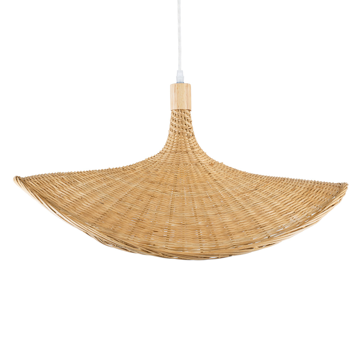 GloboStar® CUBA 01721 Vintage Κρεμαστό Φωτιστικό Οροφής Μονόφωτο 1 x E27 Μπεζ Ξύλινο Μπαμπού Φ63 x Y32cm - ledmania.gr