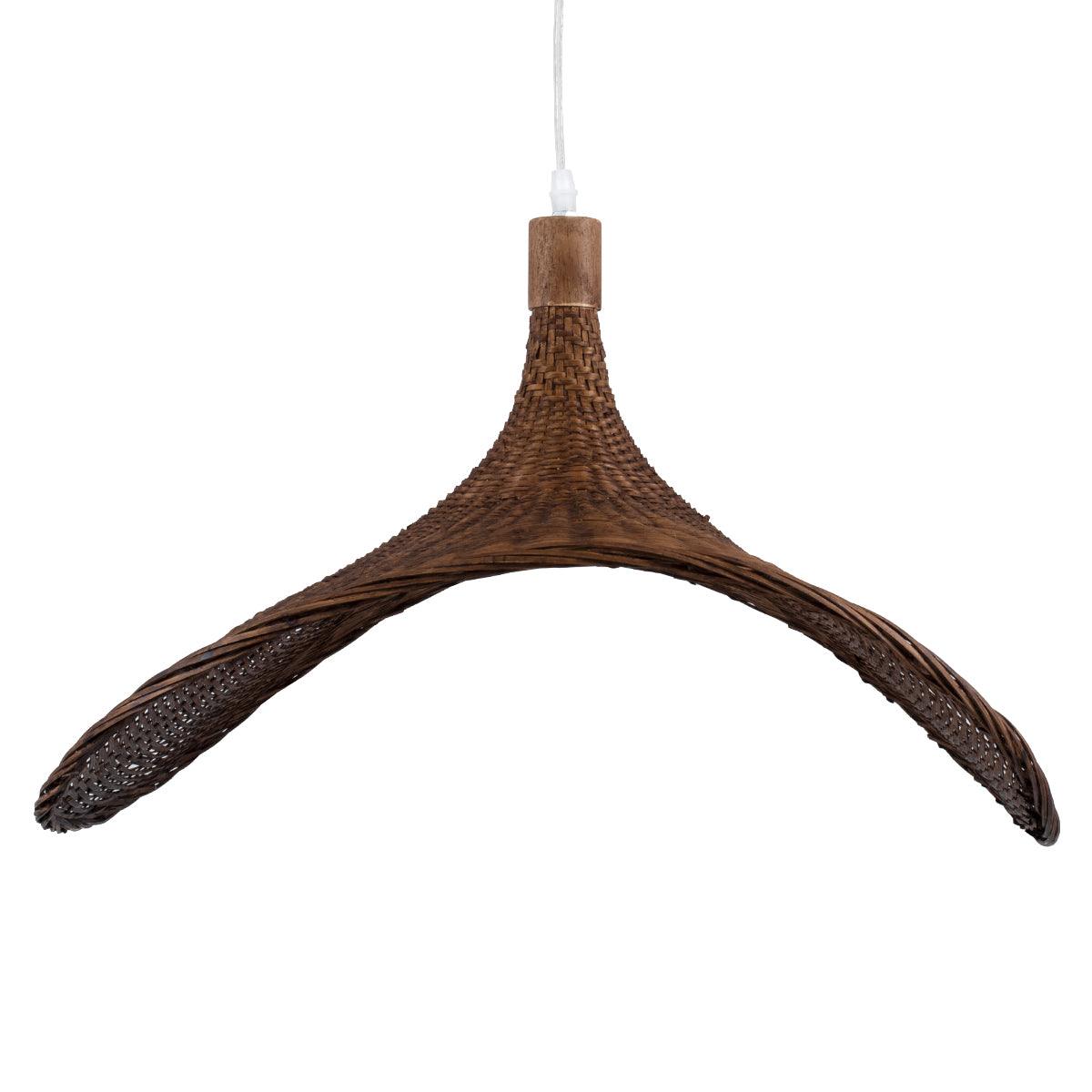 GloboStar® CUBA 01722 Vintage Κρεμαστό Φωτιστικό Οροφής Μονόφωτο Καφέ Ξύλινο Bamboo Φ63 x Y32cm - ledmania.gr