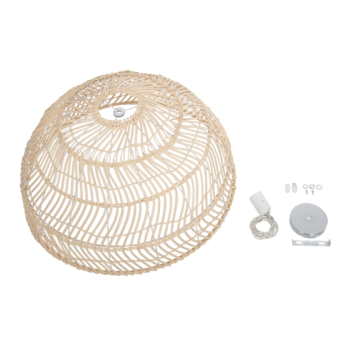 GloboStar® CANARY 01728 Μοντέρνο Κρεμαστό Φωτιστικό Οροφής Μονόφωτο 1 x E27 Μπεζ Μπαμπού Καμπάνα D60 x H29cm - ledmania.gr