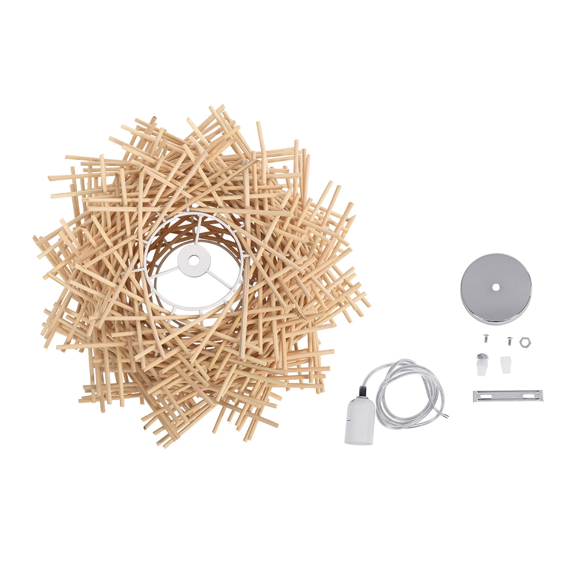 GloboStar® MINORCA 01729 Μοντέρνο Κρεμαστό Φωτιστικό Οροφής Μονόφωτο 1 x E27 Μπεζ Μπαμπού Καμπάνα D30 x H18cm - ledmania.gr
