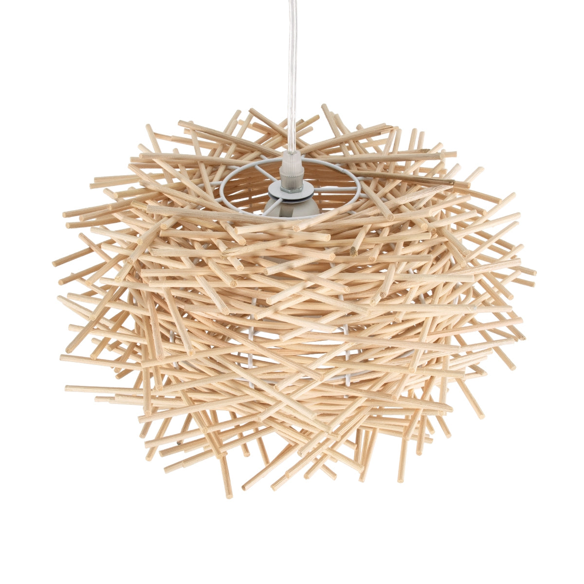 GloboStar® MINORCA 01729 Μοντέρνο Κρεμαστό Φωτιστικό Οροφής Μονόφωτο 1 x E27 Μπεζ Μπαμπού Καμπάνα D30 x H18cm - ledmania.gr