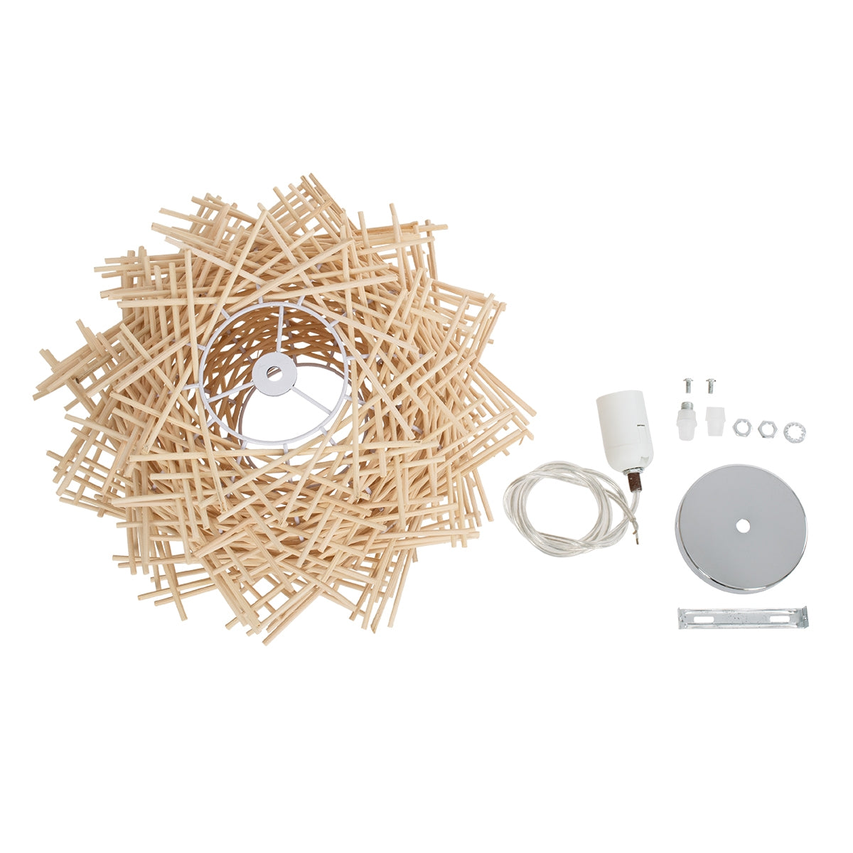 GloboStar® MINORCA 01730 Μοντέρνο Κρεμαστό Φωτιστικό Οροφής Μονόφωτο 1 x E27 Μπεζ Μπαμπού Καμπάνα D35 x H23cm - ledmania.gr