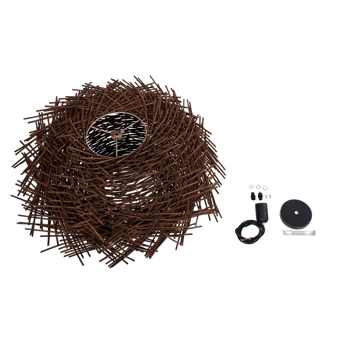 GloboStar® MINORCA 01734 Μοντέρνο Κρεμαστό Φωτιστικό Οροφής Μονόφωτο 1 x E27 Καφέ Μπαμπού Καμπάνα D60 x H35cm - ledmania.gr