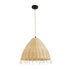 GloboStar® AQUATIC 01742 Boho Κρεμαστό Φωτιστικό Οροφής Μονόφωτο 1 x E27 AC220-240V IP20 - Φ40 x Υ36cm - Μπεζ Ξύλινο Μπαμπού Πλέγμα Καμπάνα - 5 Χρόνια Εγγύηση - ledmania.gr
