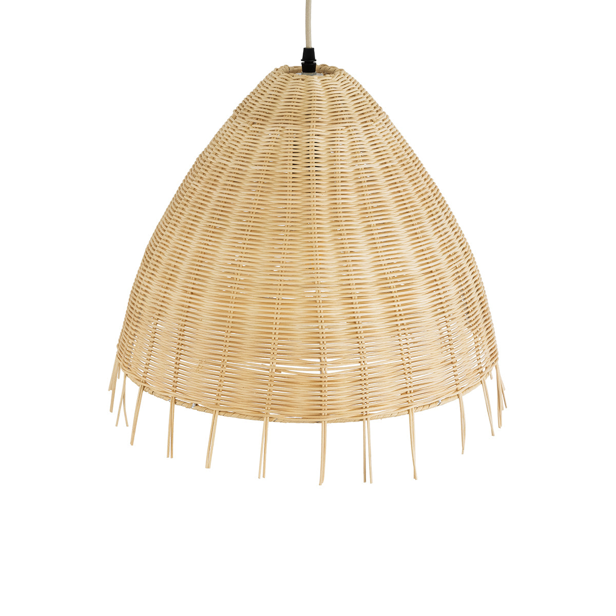 GloboStar® AQUATIC 01742 Boho Κρεμαστό Φωτιστικό Οροφής Μονόφωτο 1 x E27 AC220-240V IP20 - Φ40 x Υ36cm - Μπεζ Ξύλινο Μπαμπού Πλέγμα Καμπάνα - 5 Χρόνια Εγγύηση - ledmania.gr