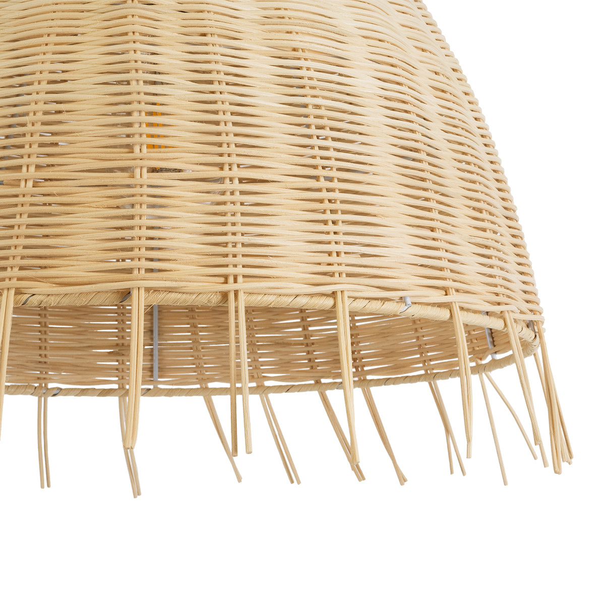 GloboStar® AQUATIC 01742 Boho Κρεμαστό Φωτιστικό Οροφής Μονόφωτο 1 x E27 AC220-240V IP20 - Φ40 x Υ36cm - Μπεζ Ξύλινο Μπαμπού Πλέγμα Καμπάνα - 5 Χρόνια Εγγύηση - ledmania.gr