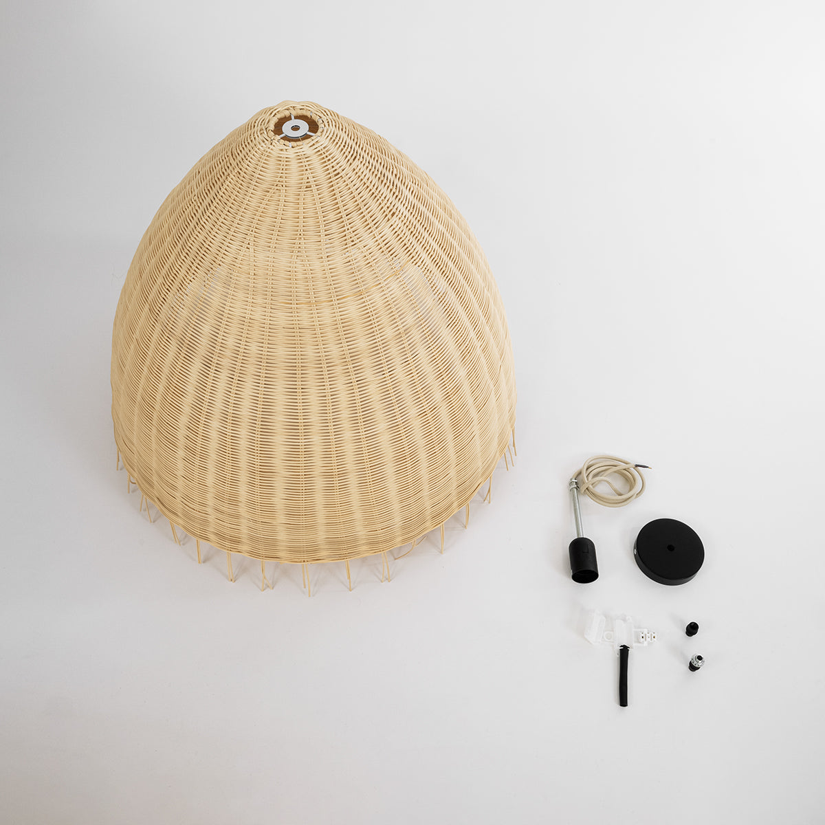 GloboStar® AQUATIC 01743 Boho Κρεμαστό Φωτιστικό Οροφής Μονόφωτο 1 x E27 AC220-240V IP20 - Φ60 x Υ60cm - Μπεζ Ξύλινο Μπαμπού Πλέγμα Καμπάνα - 5 Χρόνια Εγγύηση - ledmania.gr