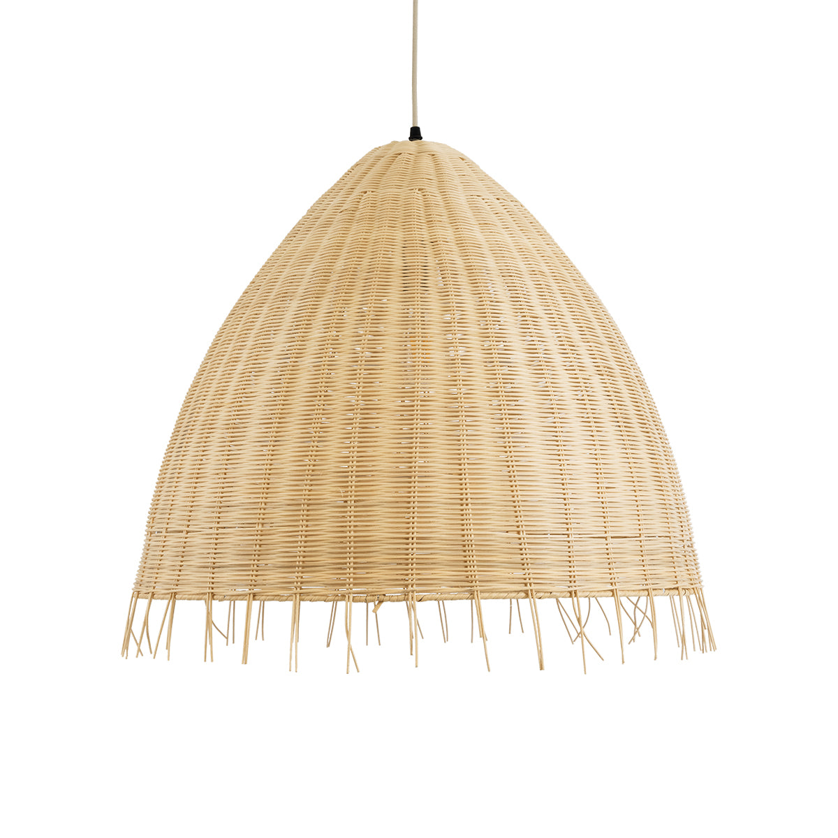 GloboStar® AQUATIC 01743 Boho Κρεμαστό Φωτιστικό Οροφής Μονόφωτο 1 x E27 AC220-240V IP20 - Φ60 x Υ60cm - Μπεζ Ξύλινο Μπαμπού Πλέγμα Καμπάνα - 5 Χρόνια Εγγύηση - ledmania.gr