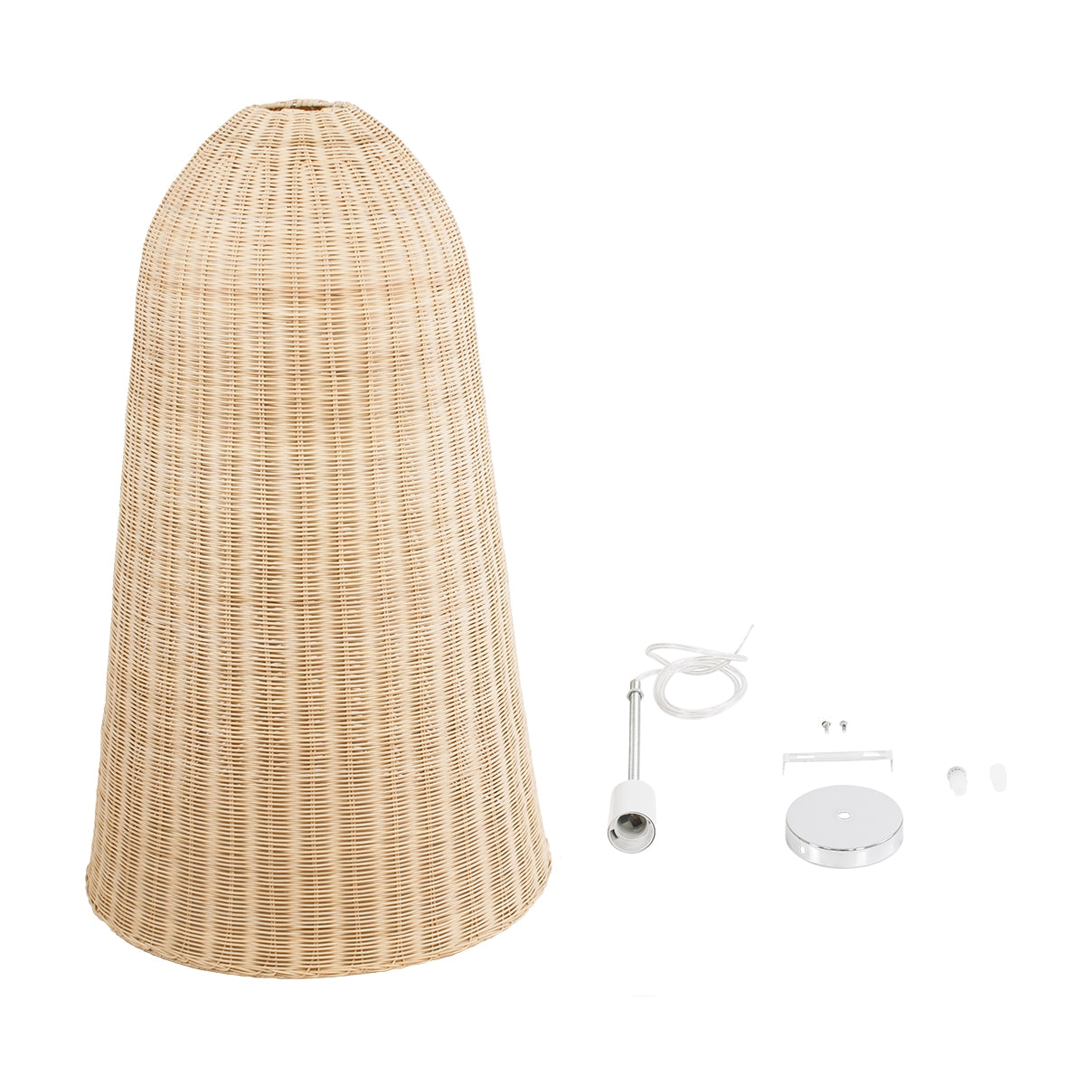 GloboStar® FAROL 01746 Μοντέρνο Κρεμαστό Φωτιστικό Οροφής Μονόφωτο 1 x E27 Μπεζ Μπαμπού Καμπάνα D60 x H100cm - ledmania.gr