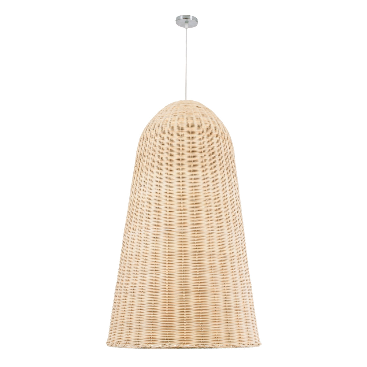 GloboStar® FAROL 01746 Μοντέρνο Κρεμαστό Φωτιστικό Οροφής Μονόφωτο 1 x E27 Μπεζ Μπαμπού Καμπάνα D60 x H100cm - ledmania.gr