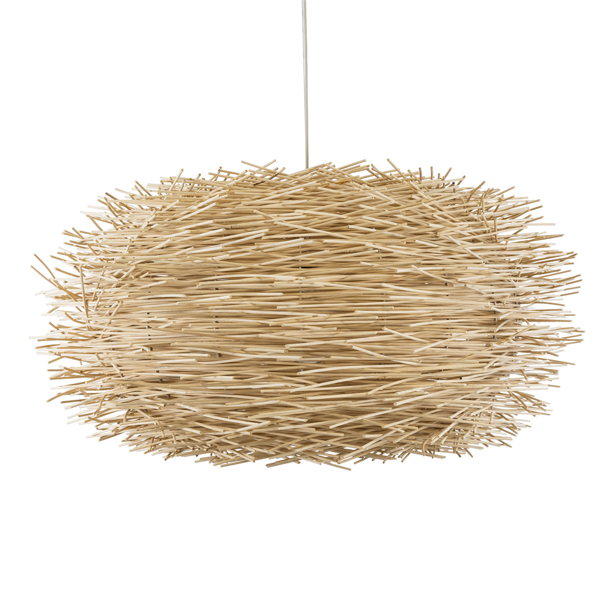GloboStar® MINORCA 01786 Boho Κρεμαστό Φωτιστικό Οροφής Μονόφωτο 1 x E27 AC220-240V IP20 - Φ100 x Υ45cm - Μπεζ Ξύλινο Πλέγμα - 5 Χρόνια Εγγύηση - ledmania.gr