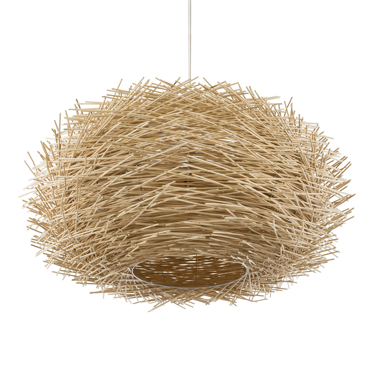 GloboStar® MINORCA 01786 Boho Κρεμαστό Φωτιστικό Οροφής Μονόφωτο 1 x E27 AC220-240V IP20 - Φ100 x Υ45cm - Μπεζ Ξύλινο Πλέγμα - 5 Χρόνια Εγγύηση - ledmania.gr