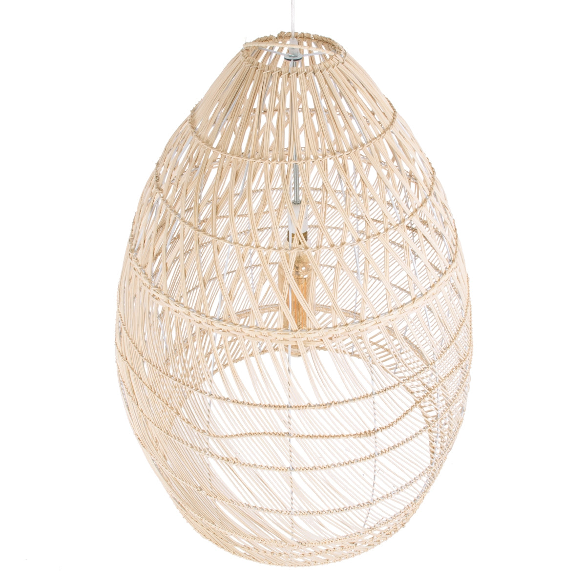 GloboStar® MALIBU 01811 Μοντέρνο Κρεμαστό Φωτιστικό Οροφής Μονόφωτο 1 x E27 Μπεζ Μπαμπού Καμπάνα D76 x H100cm - ledmania.gr