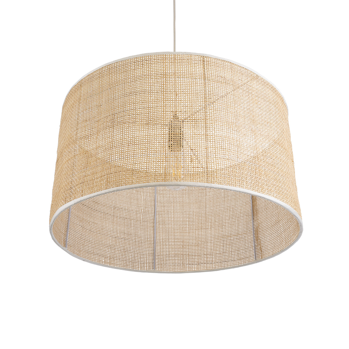 GloboStar® YOTTO 01822 Boho Κρεμαστό Φωτιστικό Οροφής Μονόφωτο 1 x E27 AC220-240V IP20 - Φ55 x Υ30cm - Μπεζ Μπαμπού Πλέγμα - 5 Χρόνια Εγγύηση - ledmania.gr