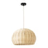 GloboStar® RAITO 01824 Boho Κρεμαστό Φωτιστικό Οροφής Μονόφωτο 1 x E27 AC220-240V IP20 - Φ40 x Υ25cm - Μπεζ Ξύλινο Μπαμπού Πλέγμα Καμπάνα - 5 Χρόνια Εγγύηση - ledmania.gr