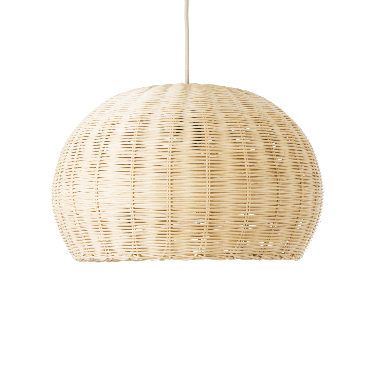 GloboStar® RAITO 01824 Boho Κρεμαστό Φωτιστικό Οροφής Μονόφωτο 1 x E27 AC220-240V IP20 - Φ40 x Υ25cm - Μπεζ Ξύλινο Μπαμπού Πλέγμα Καμπάνα - 5 Χρόνια Εγγύηση - ledmania.gr
