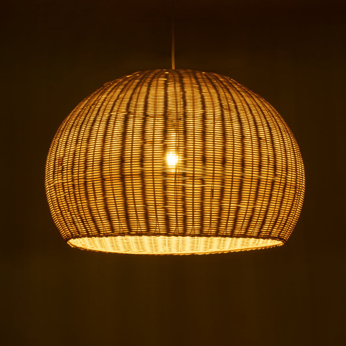 GloboStar® RAITO 01825 Boho Κρεμαστό Φωτιστικό Οροφής Μονόφωτο 1 x E27 AC220-240V IP20 - Φ60 x Υ40cm - Μπεζ Ξύλινο Μπαμπού Πλέγμα Καμπάνα - 5 Χρόνια Εγγύηση - ledmania.gr