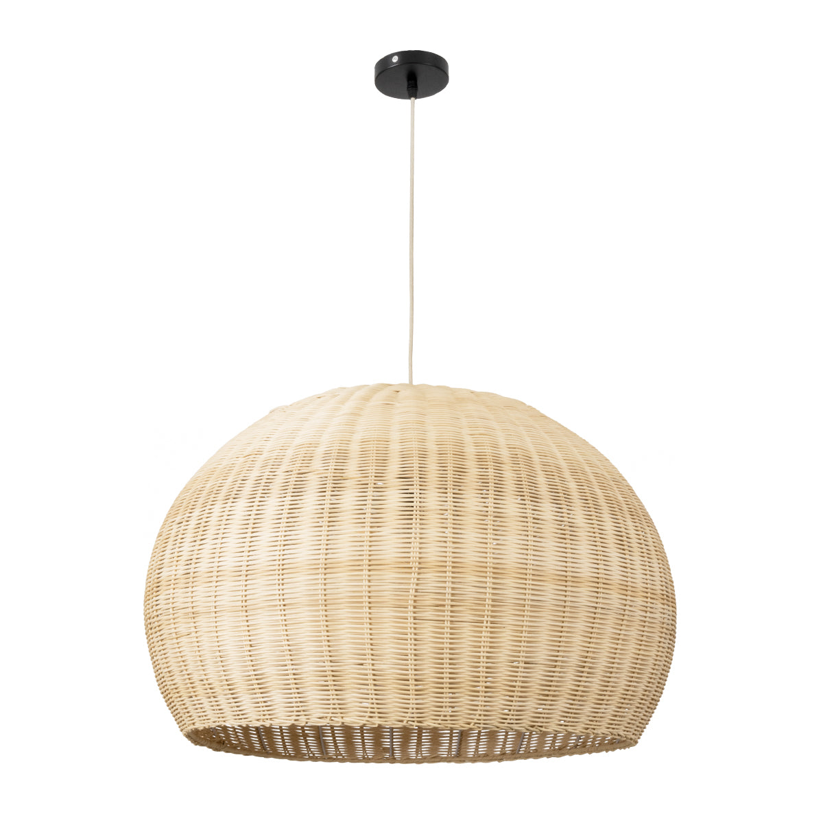 GloboStar® RAITO 01825 Boho Κρεμαστό Φωτιστικό Οροφής Μονόφωτο 1 x E27 AC220-240V IP20 - Φ60 x Υ40cm - Μπεζ Ξύλινο Μπαμπού Πλέγμα Καμπάνα - 5 Χρόνια Εγγύηση - ledmania.gr