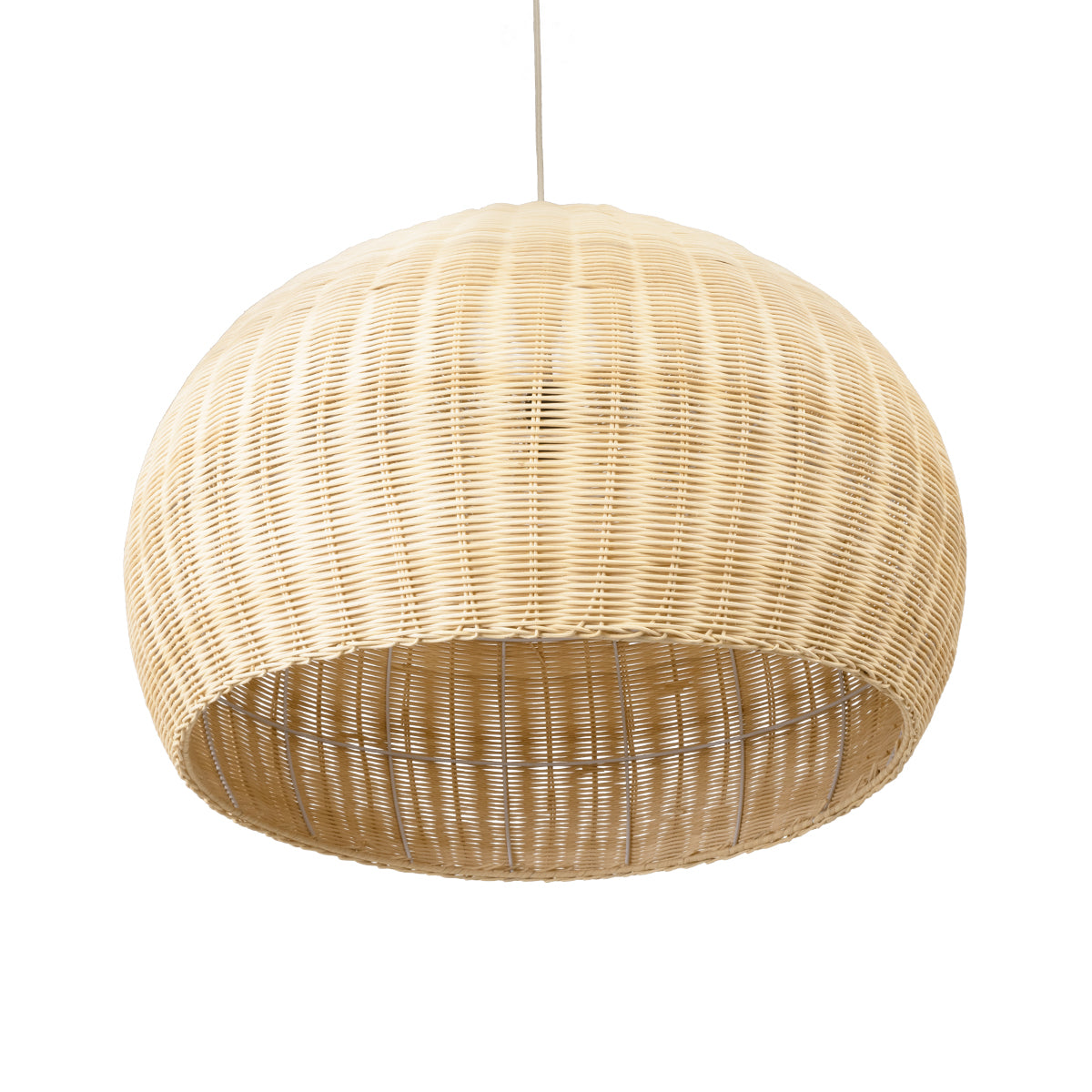 GloboStar® RAITO 01825 Boho Κρεμαστό Φωτιστικό Οροφής Μονόφωτο 1 x E27 AC220-240V IP20 - Φ60 x Υ40cm - Μπεζ Ξύλινο Μπαμπού Πλέγμα Καμπάνα - 5 Χρόνια Εγγύηση - ledmania.gr