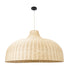 GloboStar® AFURU 01829 Boho Κρεμαστό Φωτιστικό Οροφής Μονόφωτο 1 x E27 AC220-240V IP20 - Φ100 x Υ60cm - Μπεζ Ξύλινο Μπαμπού Πλέγμα Καμπάνα - 5 Χρόνια Εγγύηση - ledmania.gr
